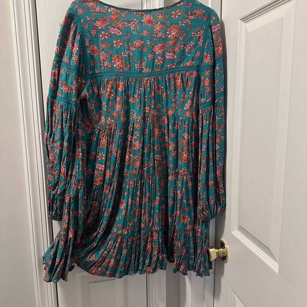 Easel Teal Floral Dress - Picture 2 of 2